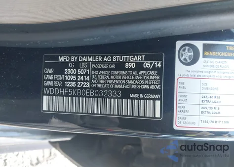 2014 Mercedes-Benz E 350 from USA, damaged, VIN WDDHF5KB0EB032333